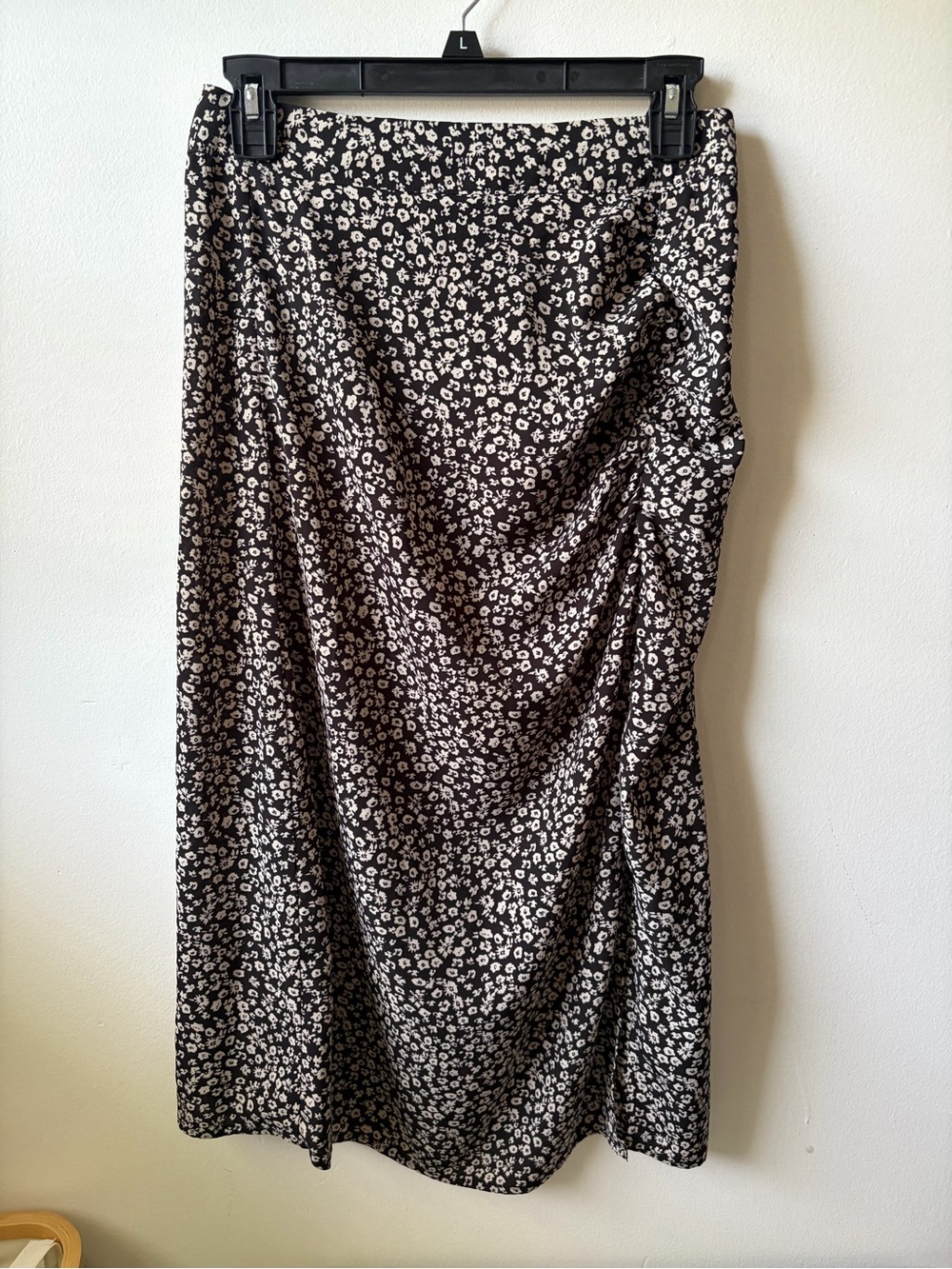 Black & White Floral Midi Skirt